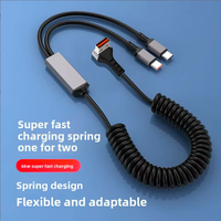 Câble de données pour véhicule de type C à double interface 1-vers-2 de type ressort, adapté à diverses interfaces de téléphone de type C et à la charge rapide PD