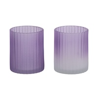 Porte-bougies en verre côtelé vertical, porte-bougies multicolores avec revêtement par pulvérisation pour la décoration de la maison, de la table, des mariages et des fêtes