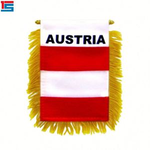 ธงชาติแอลเบเนียแบบกำหนดเอง ผ้าซาตินขนาดเล็ก พิมพ์ลายดิจิทัล พร้อมพู่สีเหลือง สำหรับงานฟุตบอล - Product Image 2