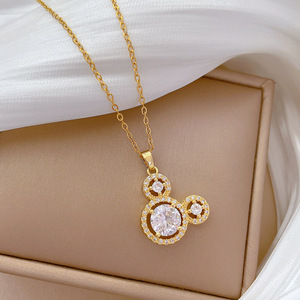 Collier en acier inoxydable anti-ternissement plaqué or 18 carats PVD avec oreilles de souris, tendance TikTok, par Fanhua Jewelry - Product Image 4