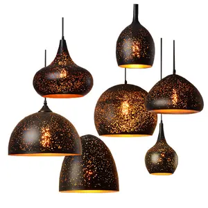 Lampada a sospensione con paralume in ferro nero con incisione nordica lampada a sospensione moderna con illuminazione da cucina