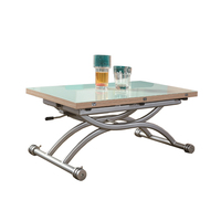 Meuble de maison fonctionnel, table à manger extensible petite avec plateau en verre pour appartement