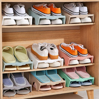 Étagère à chaussures de rangement ménager, double plateau à chaussures, plastique multicolore, support de rangement à chaussures à double couche