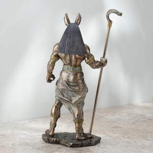 Statua Artistica in Resina Dipinta a Mano del Dio Egizio Anubis con Testa di <span class=keywords><strong>Cobra</strong></span> e Scettro, Altezza 26,7 cm, Collezione Tema Amore - Product Image 5
