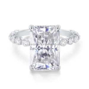 Precio de fábrica mujeres Real 9K 10K 14K 18K oro relleno sólido 1ct - 3ct D VVS corte radiante Moissanite anillo de compromiso anillo Halo