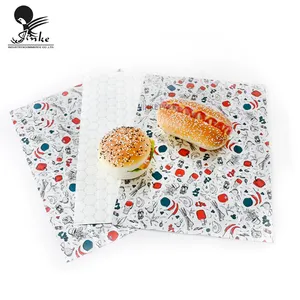 custom logo printing bakery wax paper in pieces burger aluminum foil wrapping paper Hamburg wax coated paper