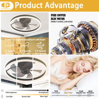 Ventilateur de plafond à double couleur noir et blanc, profil bas, moteur DC à économie d'énergie, ventilateur de plafond pratique pour la décoration de la maison et du salon