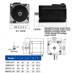 Kit moteur pas à pas hybride triphasé à couple élevé 86N 12N 3M2254 avec driver 6.8A 220V, modèle 86BYG350L97-6N avec joint d'étanchéité, garantie 3 mois à 1 an - Product Image 5
