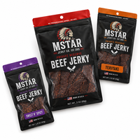 Kantong Zipper Berdiri Desain Khusus untuk Kemasan Daging Sapi Kering, Food Grade, Anti Lembab, Anti Bau, Kantong Foil Mylar