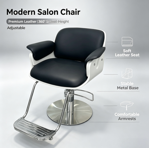 Ajustable en Altura 360° °   Sillón de Barbero Giratorio de Cuero, Silla de Estilismo Moderna y Ecológica <span class=keywords><strong>para</strong></span> Peluquería y Barbería - Product Image 2