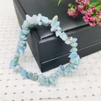 Vente en gros de pierres naturelles Larimar chips bracelet Crystal Larimar bracelet Chips bracelet élastique pour cadeau femme