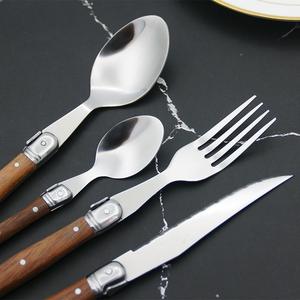 Ensemble de <span class=keywords><strong>couverts</strong></span> de luxe Rosewood Hale, style européen occidental, 4 pièces, écologique, couteau à steak dentelé <span class=keywords><strong>Laguiole</strong></span>, fourchette, cuillère, acier inoxydable - Product Image 3