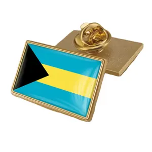 Bahamalar bayrak rozeti ülke bayrak yaka iğnesi bayrakları dünya şapka pimleri özel Logo emaye Pin imalat