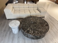 Table basse en marbre naturel gris foncé, durable, style moderne minimaliste, pour salon, meubles de maison, table à thé pour villa, hôtel