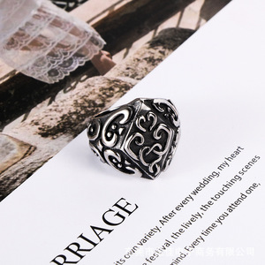 Unisex Geometric Pattern <b>Ring</b> Titanium Steel SA918 Gift Jewelry - Product Image 2