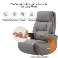 Chaise de bureau de direction confortable, moderne et luxueuse à dossier haut, en cuir véritable, avec base pivotante réglable électriquement pour le bureau à domicile