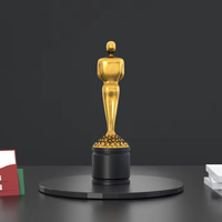 Nouvelle Star Figurine Personnalisé Golden Man Trophée 3D Casting Statue En Métal sur Base En Bois