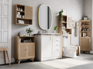 Miroir LED encadré en métal doré arrondi avec interrupteur tactile réglable et anti-buée, design moderne, indice de protection IP44 - Product Image 6