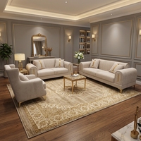 Ensemble de canapés 1+2+3 en velours pour salon moderne et luxueux, avec pieds en métal doré, rembourrage en mousse, élégant ensemble de canapés lounge