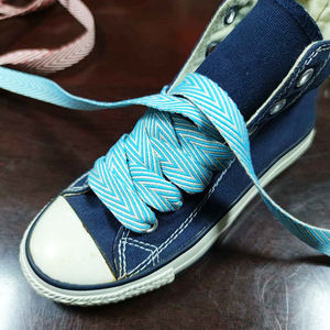 Lacet de chaussure personnalisé à rayures larges, tresse jacquard, lacets polyester à imprimé ethnique coloré pour baskets - Product Image 2