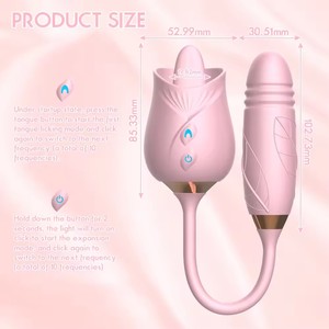 Vibromasseur en forme de langue rose, stimulateur de mamelons et de clitoris, stimulation clitoridienne par la langue, jouet sexuel en silicone ABS de taille moyenne - Product Image 3