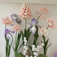 Decoratief Bloemontwerp Kunstmatige Gigantische Organza Poppy Iris Hyacint Bloem Voor Raamdecoratie Bruiloft Bloemenset