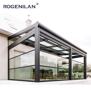 Pergola Extérieure Moderne Sur Mesure, Toit Plat Coupe-Vent, Vérandas en Verre, Cadre en Aluminium, <span class=keywords><strong>Solarium</strong></span> Préfabriqué Autoportant - Product Image 3