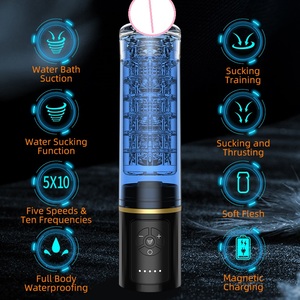 Bomba de vacío eléctrica para agrandar el pene, masturbador masculino de empuje, copa para entrenamiento del pene, juguetes eróticos para hombre - Product Image 4