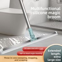Balai Magique Nettoyant en un Coup pour la Maison, Serpillère Rétractable Double Face en Silicone, Lame de Remplacement Spécifique pour Grattoir à Sol