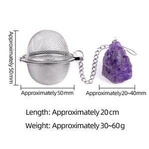 Bola de <span class=keywords><strong>filtro</strong></span> de piedra cruda de ágata amatista, <span class=keywords><strong>filtro</strong></span> de té de acero inoxidable 304, sopa, olla caliente, <span class=keywords><strong>filtro</strong></span> de especias, artesanías de cristal, piedra curativa - Product Image 5