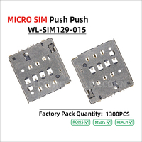 WECONN WL-SIM129-015 Connecteur de carte MICRO SIM 6 broches + 1 H=1.29mm Push-Push avec interrupteur de détection, personnalisable, connecteur SFP