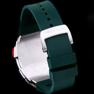 Men's Mechanical Wristwatch with Top-Quality Luxury <b>Red</b> Rubber Strap, Carbon Fiber Case, Flyback Chronograph and Luminous Hands. - Product Image 5