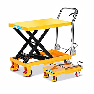 Table élévatrice à ciseaux hydraulique manuelle, plateforme métallique orange, élévateur mobile d'entrepôt, conception pliable - Product Image 5