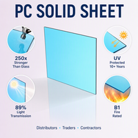 Plaque de polycarbonate solide transparente de 8-12 mm, matériau de construction, vente au détail
