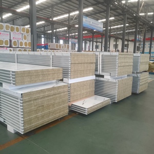 Panneaux sandwich en <span class=keywords><strong>laine</strong></span> <span class=keywords><strong>de</strong></span> <span class=keywords><strong>roche</strong></span> ignifuges pratiques pour l'isolation des murs d'entrepôt, panneaux métalliques pour salles blanches - Product Image 3