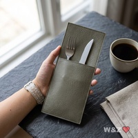Étui à couverts en cuir PU, pochette personnalisée pour couteau, fourchette, cuillère, porte-ustensiles pour mariage, hôtel, restaurant, voyage, pique-nique