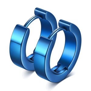 <b>Cuff</b> <b>Earrings</b> Stainless Steel 4mm Geometric Round Women's Ear Clips Blue Black Gold Steel Color - Product Image 5