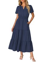 Nouvelle arrivée, robe midi brodée à manches courtes et col en V, style européen et américain, pour femmes, robe décontractée pour les vacances d'été, ODM/OEM