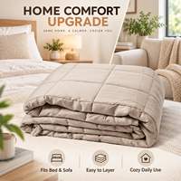 Couverture lestée chauffante OEM en fibre de bambou avec rembourrage en billes de verre, couette matelassée de couleur unie avec support pour logo personnalisé