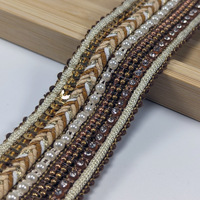 Ruban de décoration en cuir PU tressé avec paillettes de 4 cm, garniture perlée, vente en gros d'usine