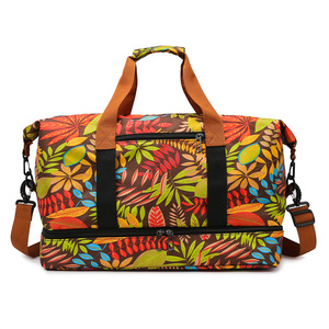 Nouveau sac de voyage imprimé grande capacité avec séparation humide/sec, sac de sport et de gym avec compartiment à chaussures indépendant, décontracté pour l'entraînement - Product Image 5