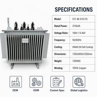Transformateur de distribution immergé dans l'huile de qualité industrielle triphasé à enroulement en cuivre Wanbo-264 OEM personnalisé S11 315 kVA 10 kV