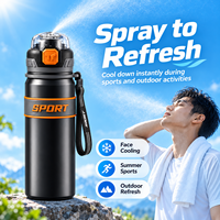 Bouteille d'eau isolée en acier inoxydable 316 avec pulvérisateur, thermos sous vide anti-fuite avec sangle de transport pour les sports de plein air, la salle de sport et le cyclisme