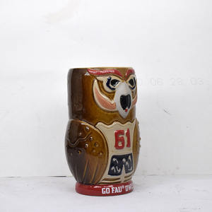 Taza de cerámica de porcelana Tiki de bruja esmerilada hawaiana moderna de 460ml, tapa de paja, cóctel de verano norteamericano personalizado - Product Image 2