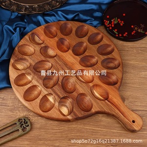 ชั้นวางไข่ไม้ทรงกลม ชั้นวางไข่ในครัวแบบแบ่งช่อง ทำจากไม้เนื้อแข็ง - Product Image 2