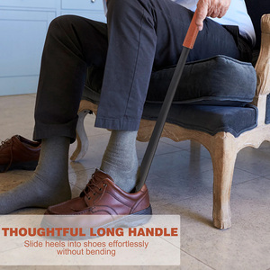 Corne à chaussures à long manche en métal poignée ergonomique seniors hommes femmes bord lisse corne de botte Durable chaussure cuillère aide - Product Image 4