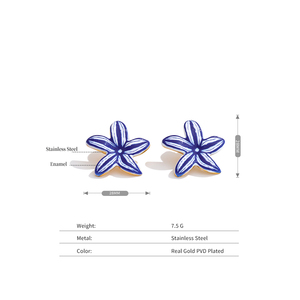 Mchic 5897 Exquisite <strong>Blue</strong> White Striped Stainless Steel <strong>Earrings</strong> Enamel 18K Gold Plated Metal Ear <strong>Stud</strong> <strong>Earrings</strong> - Product Image 2