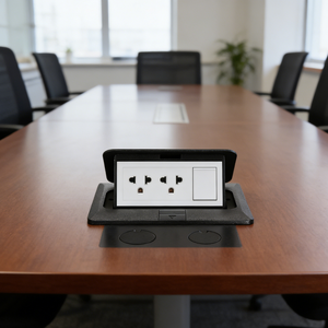 เต้ารับไฟฟ้าแบบฝังในโต๊ะทำงาน พร้อมช่องเสียบข้อมูลและเต้ารับแบบรวมในตัว - Product Image 1