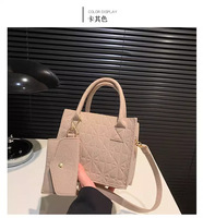 Nouveau Sac à Main Polyvalent 2025 en Feutre Texturé, Motif Géométrique Tendance, Durable, Porté Épaule ou Croisé, Modèle Mère-Fille