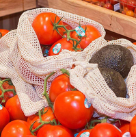 Sac de courses en coton biologique écologique réutilisable avec cordon de serrage et empiècements, petit format